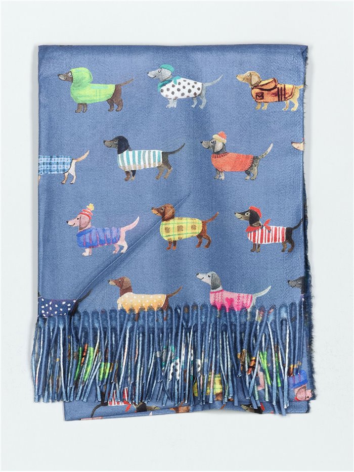 Dogs scarf with fringing azul-vaquero