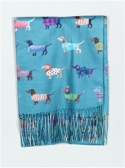 Dogs scarf with fringing turquesa