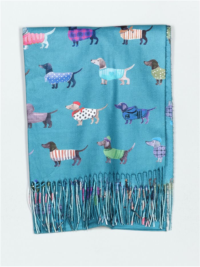 Dogs scarf with fringing turquesa