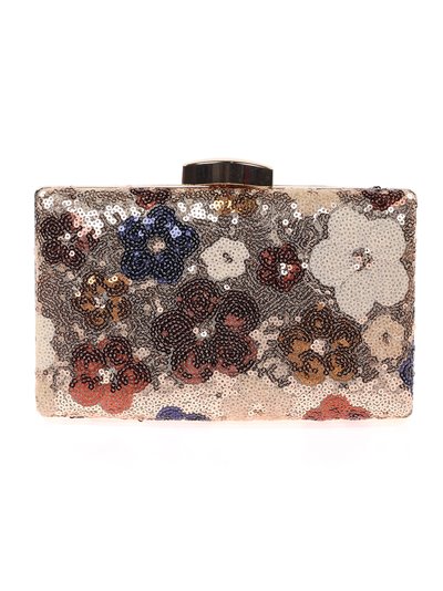 Suede effect clutch with sequins taupe