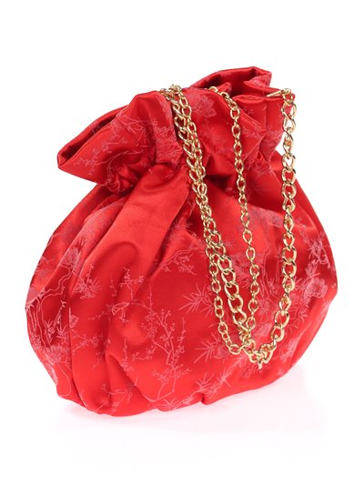 Printed satin bucket bag rojo