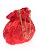 Printed satin bucket bag rojo