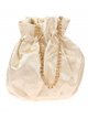 Printed satin bucket bag beige