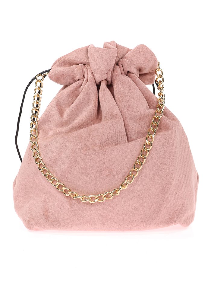 Suede effect bucket bag rosa-palo-oscuro