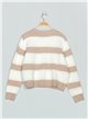 Jersey franjas VOGUE camel-blanco