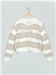 Striped VOGUE sweater blanco-taupe