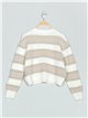 Striped VOGUE sweater blanco-taupe