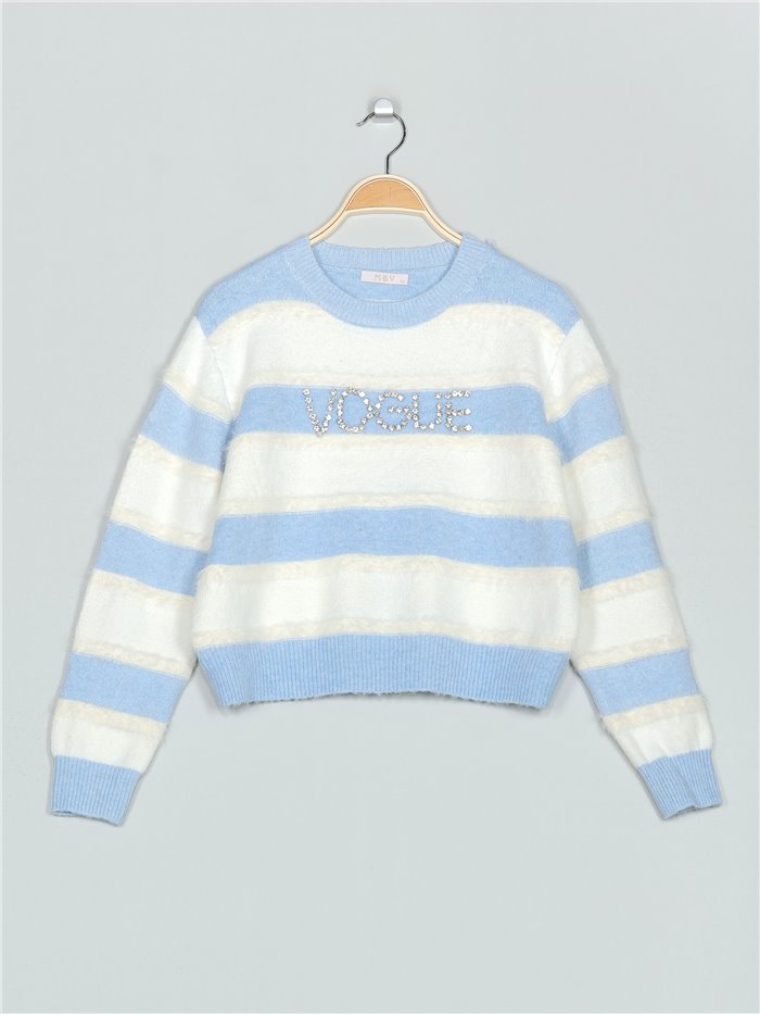 Striped VOGUE sweater azul-blanco