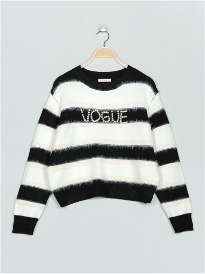 Jersey franjas VOGUE negro-blanco