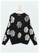 Floral sweater with sequins