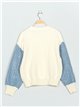 Contrast textured cable-knit sweater