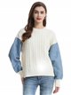 Contrast textured cable-knit sweater