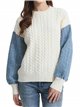 Contrast textured cable-knit sweater