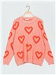 Oversized heart sweater with faux fur