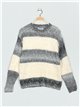 Faux fur striped sweater