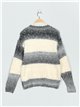 Faux fur striped sweater