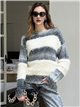 Faux fur striped sweater