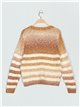 Faux fur striped sweater