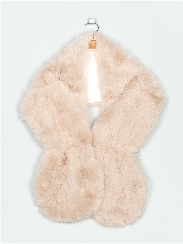 Faux fur stole beis