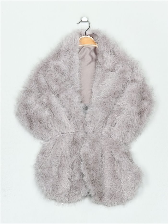 Faux fur stole gris