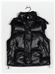 Faux leather waistcoat with hood black (S-XL)