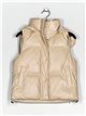 Faux leather waistcoat with hood apricot (S-XL)