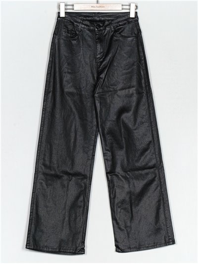 Pantalón polipiel recto negro (S-XXL)