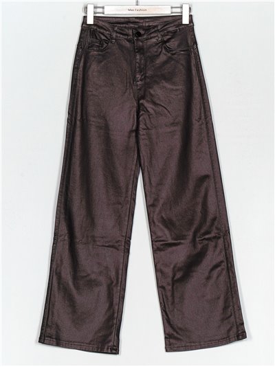 Pantalón polipiel recto marrón (S-XXL)