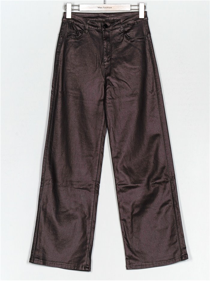 Faux leather straight trousers marrón (S-XXL)