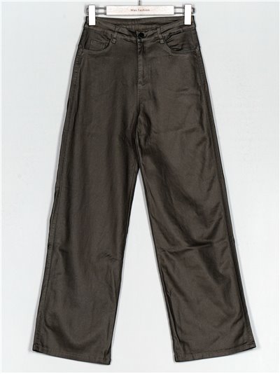 Faux leather straight trousers verde (S-XXL)