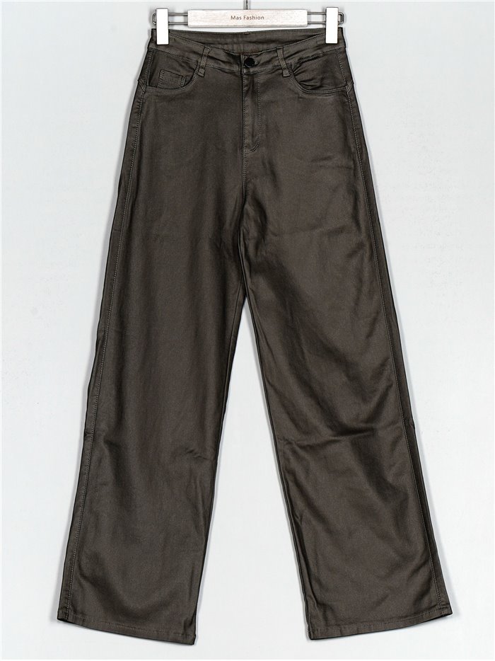 Faux leather straight trousers verde (S-XXL)