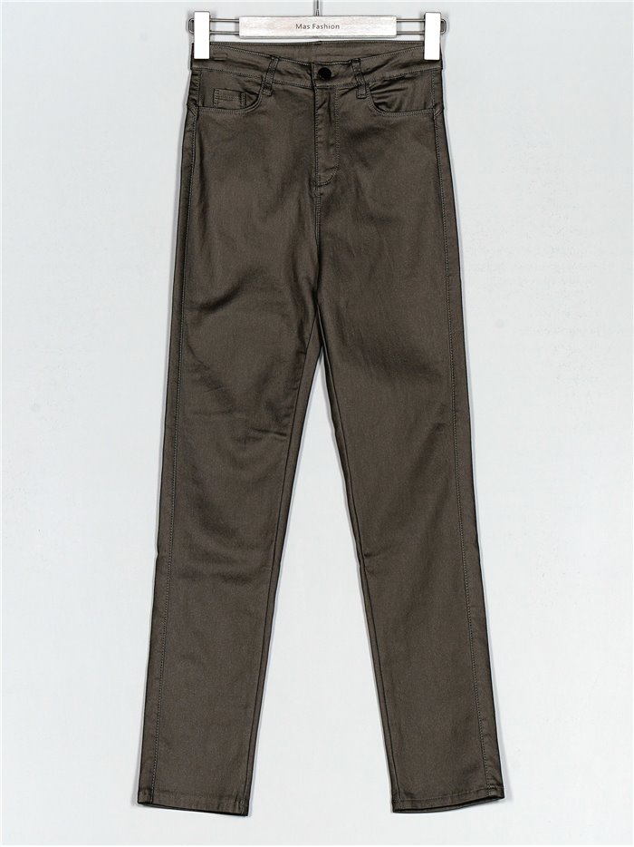 Pantalón polipiel tiro alto verde (XS-XXL)