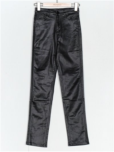 Pantalón polipiel tiro alto negro (XS-XXL)