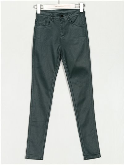 Faux leather high waist trousers verde (XS-XXL)