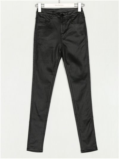 Pantalón polipiel tiro alto negro (XS-XXL)