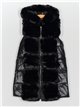 Faux leather faux fur waistcoat with hood black (M-XXL)