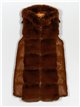 Faux leather faux fur waistcoat with hood camel (M-XXL)