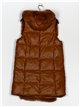 Faux leather faux fur waistcoat with hood camel (M-XXL)