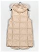 Faux leather faux fur waistcoat with hood apricot (M-XXL)