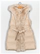 Faux leather faux fur waistcoat with hood apricot (M-XXL)