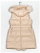 Faux leather faux fur waistcoat with hood apricot (M-XXL)