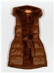 Faux leather faux fur waistcoat with hood camel (M-XXL)