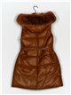 Faux leather faux fur waistcoat with hood camel (M-XXL)