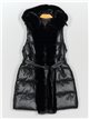 Faux leather faux fur waistcoat with hood black (M-XXL)