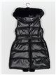 Faux leather faux fur waistcoat with hood black (M-XXL)