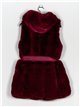 Faux leather faux fur waistcoat with hood fuschia (M-XXL)