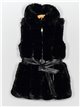 Faux leather faux fur waistcoat with hood black (M-XXL)