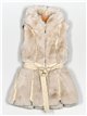 Faux leather faux fur waistcoat with hood beige (M-XXL)