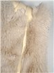 Faux leather faux fur waistcoat with hood beige (M-XXL)