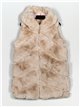 Faux leather faux fur waistcoat with hood apricot (M-XXL)